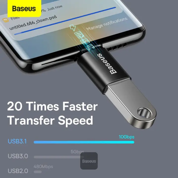 Baseus Ingenuity Series Mini OTG Adaptor Type-C to USB-A 3.1 Black AR Trading Official Storeonline shop bangladeshothoba.com