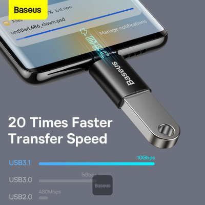 Baseus Ingenuity Series Mini OTG Adaptor Type-C to USB-A 3.1 Black AR Trading Official Storeonline shop bangladeshothoba.com