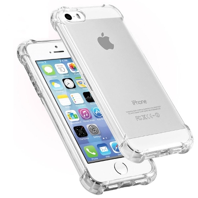 Picture of For iPhone 5 & 5s Transparent 6D Crystal silicone Bumper case antiShock corner Clear back cover