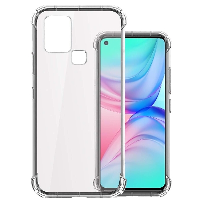Picture of For Infinix Hot 10 Play Transparent 6D Crystal Silicone Bumper Case Antishock Corner Clear Back Cover - Phone Back Cover