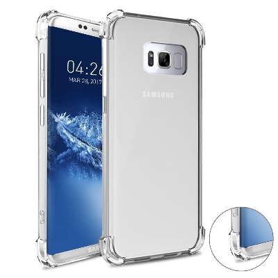 Picture of For Samsung Galaxy S8 Transparent 6D Crystal silicone Bumper case antiShock corner Clear back cover
