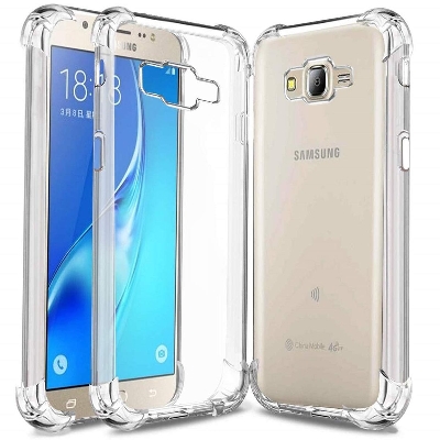 Picture of For Samsung Galaxy J7 Transparent 6D Crystal silicone Bumper case antiShock corner Clear back cover