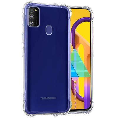 Picture of For Samsung Galaxy M21 Transparent 6D Crystal silicone Bumper case antiShock corner Clear back cover