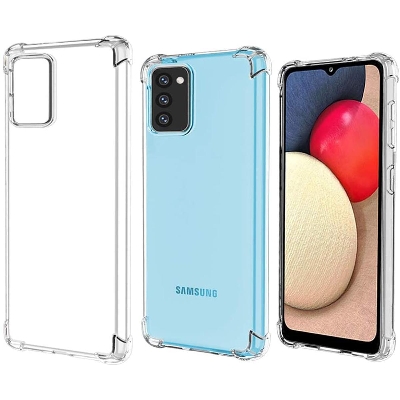Picture of For Samsung Galaxy A02s Transparent 6D Crystal silicone Bumper case antiShock corner Clear back cover