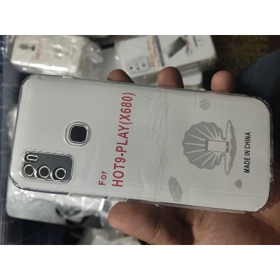 Picture of For Infinix Hot 9 Transparent 6D Crystal silicone Bumper case antiShock corner Clear back cover