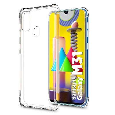 Picture of For Samsung Galaxy M31 Transparent 6D Crystal silicone Bumper case antiShock corner Clear back cover