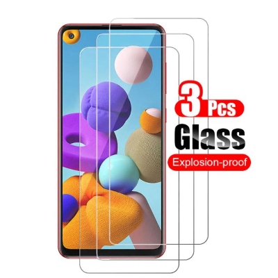 Picture of 3Pcs Glass For Samsung Galaxy A21 Screen Protector Full Water Color Transparent Tempered Glass