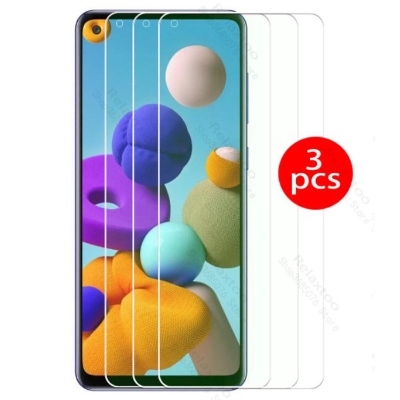 Picture of 3Pcs Glass For Samsung Galaxy A21s Screen Protector Full Water Color Transparent Tempered Glass