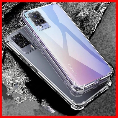 Picture of For Vivo Y21 Transparent 6D Crystal silicone Bumper case antiShock corner Clear back cover