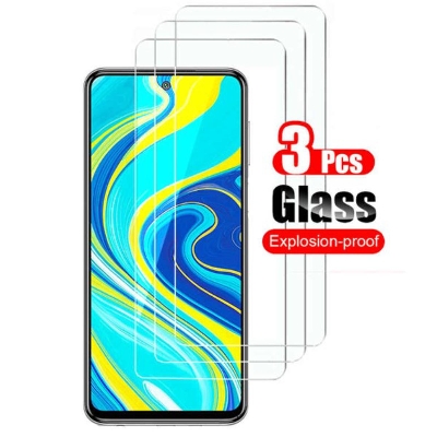 Picture of 3Pcs Glass For Xiaomi Redmi Note 9 Pro Screen Protector Full Water Color Transparent Tempered Glass