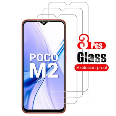 Picture of 3Pcs Glass For Xiaomi Poco M2 Screen Protector Full Water Color Transparent Tempered Glass