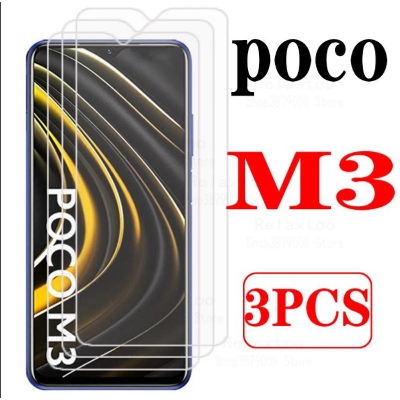 Picture of 3Pcs Glass For Xiaomi Poco M3 Screen Protector Full Water Color Transparent Tempered Glass