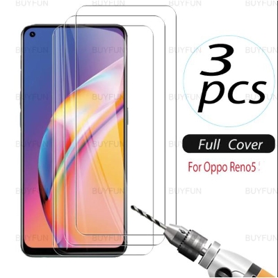 Picture of 3Pcs Glass For Oppo Reno 5 Screen Protector Full Water Color Transparent Tempered Glass