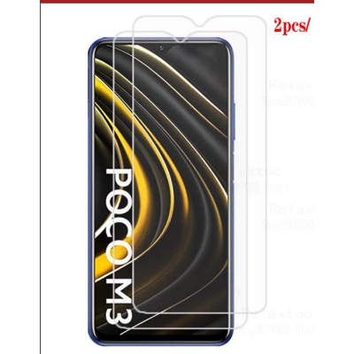 Picture of 2Pcs Glass For Xiaomi Poco M3 Screen Protector Full Water Color Transparent Tempered Glass