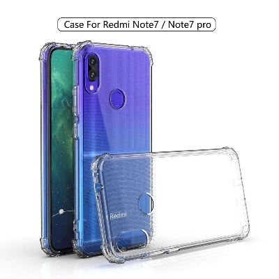 Picture of For Xiaomi Redmi Note 7 Pro ultra Slim Transparent anti shock side bumper corner 4D Crystal clear camera cutting cover