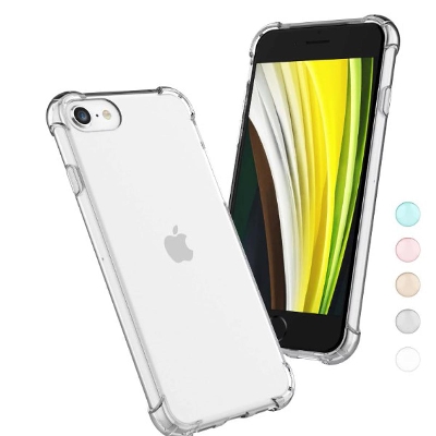 Picture of For Iphone Se 2020 Ultra Slim Transparent Anti Shock Side Bumper Corner 4D Crystal Clear Camera Cutting Cover - Phone Back Cover