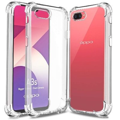Picture of For Oppo A3s Slim Transparent anti shock side bumper corner 4D Crystal clear camera cutting cover