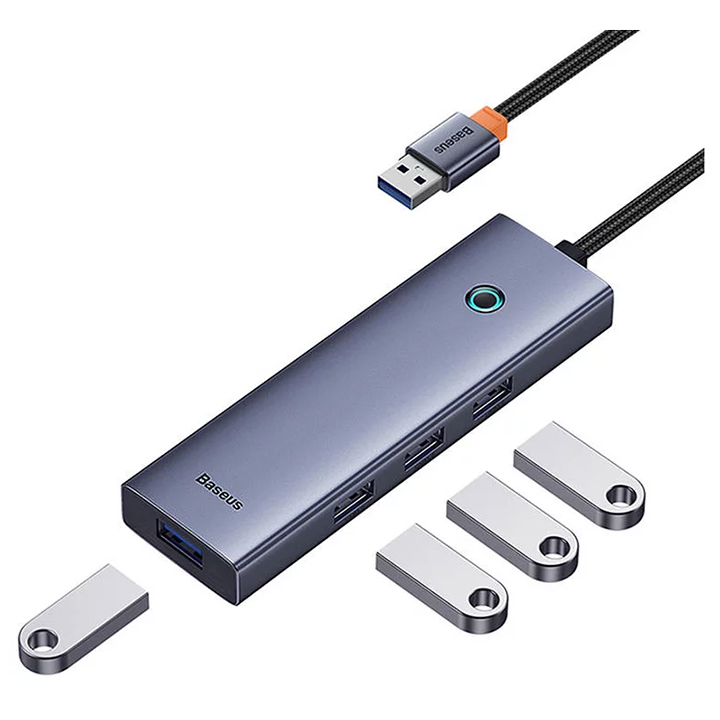OS-Baseus UltraJoy Series 4-Port HUB Space Grey（USBA to USB3.0*3+RJ45*1） AR Trading Official Storeonline shop bangladeshothoba.com