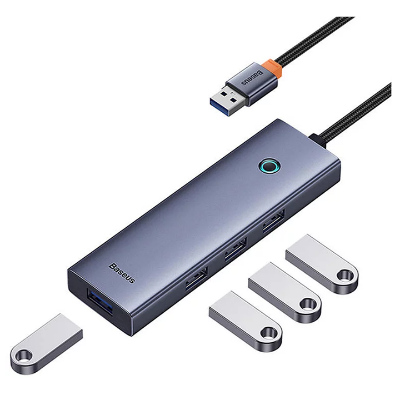 OS-Baseus UltraJoy Series 4-Port HUB Space Grey（USBA to USB3.0*3+RJ45*1） AR Trading Official Storeonline shop bangladeshothoba.com