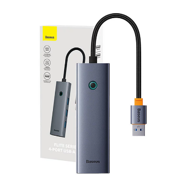 OS-Baseus UltraJoy Series 4-Port HUB Space Grey（USBA to USB3.0*3+RJ45*1） AR Trading Official Storeonline shop bangladeshothoba.com