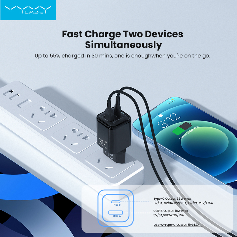  Vyvylabs GaN Fast Charger 35W A+C (EU plug) Black