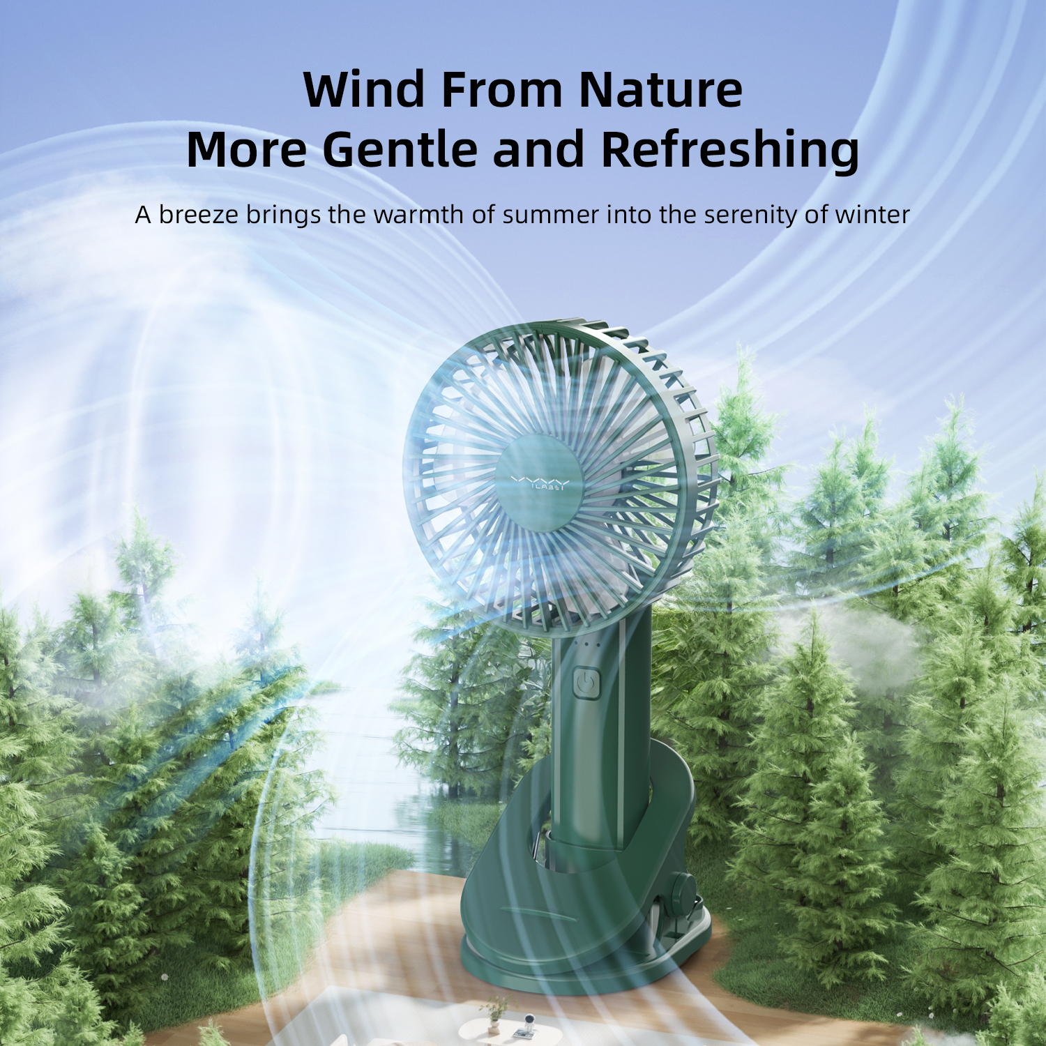 Vyvylabs D02 Handheld Foldable Clip Fan Dark Green AR Trading Official Storeonline shop bangladeshothoba.com