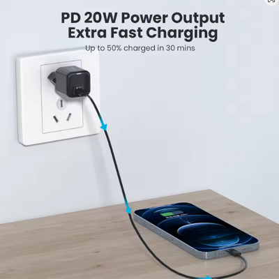 Vyvylabs Polished Fast Charger 20W C (EU plug) Black AR Trading Official Storeonline shop bangladeshothoba.com