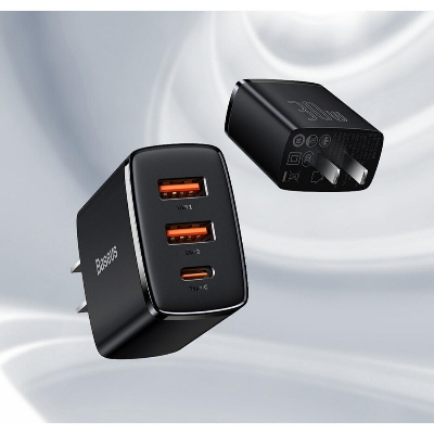 Picture of Baseus 30W USB C Quick Charger Support Type C PD Fast Charging Dual USB Port Portable Phone Charger For iphone Huawei  OPPO
