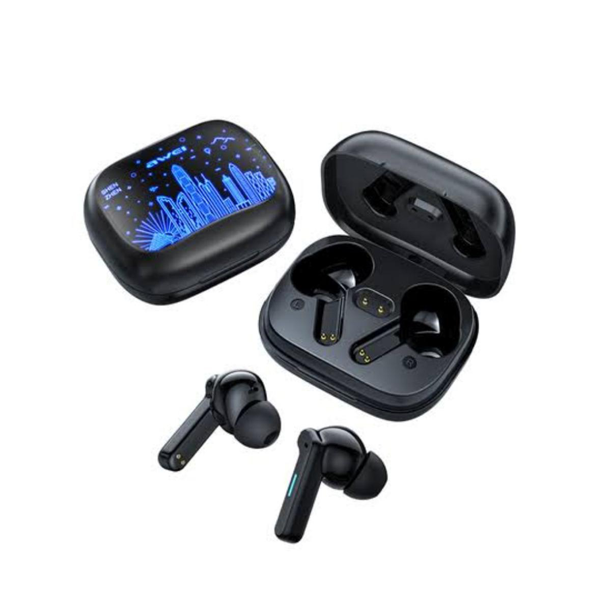 Picture of Awei T53 Wireless Bluetooth Earbuds RGB Colorful Light Earphones Bluetooth 5.3 Call Noise Reduction Headphone 65ms zero delay For Gaming With ShenZhen/HongKong pattern