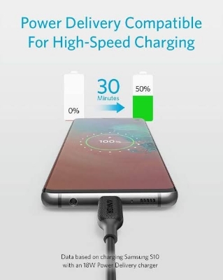 Picture of Anker 322 USB-C To USB-C Cable 60W Nylon Braided  Safe charging cable 3ft