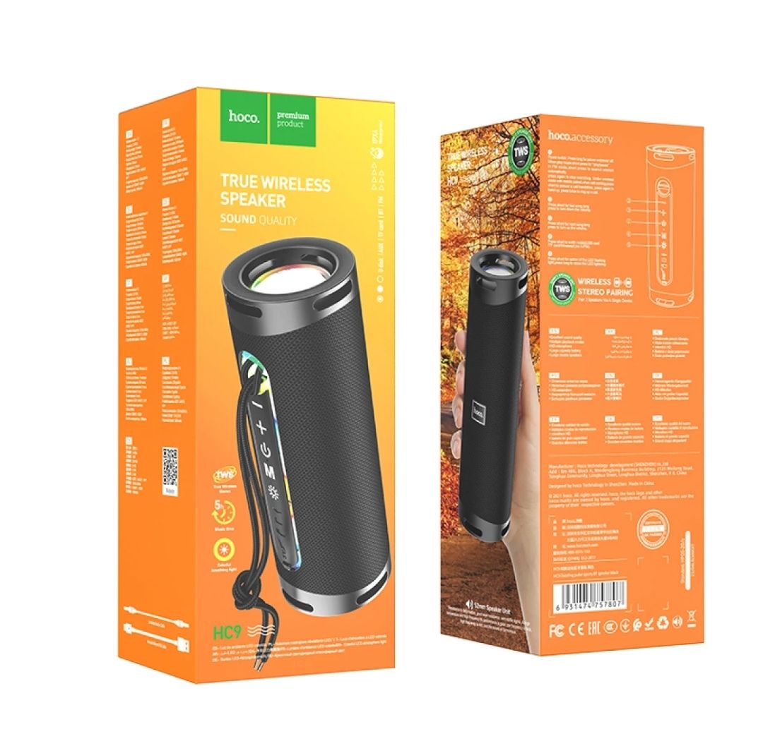 Picture of HOCO HC9 Wireless Speaker Dazzling Pulse Sports Portable Bluetooth Loudspeaker with Colorful Ambient Light