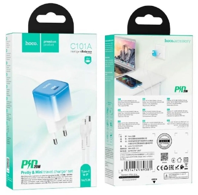 Picture of Hoco C101A PD 20W Fast Charger Adapter With Type C To Lightning Cable