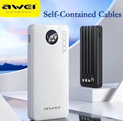 Picture of Awei P133K 10000mAh Fast-Fill Power Bank with 4 Self-Contained Cables