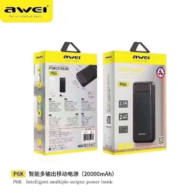 Picture of Awei P6K 20000mAh Dual USB Port Fast Charging Power Bank