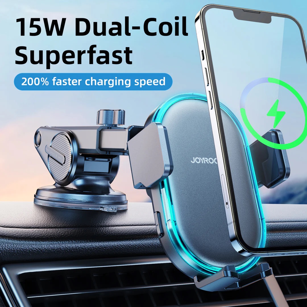 Picture of Joyroom JR-ZS299 Dual-Coil Wireless Car Charger Holder with LED