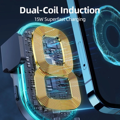 Picture of Joyroom JR-ZS299 Dual-Coil Wireless Car Charger Holder with LED