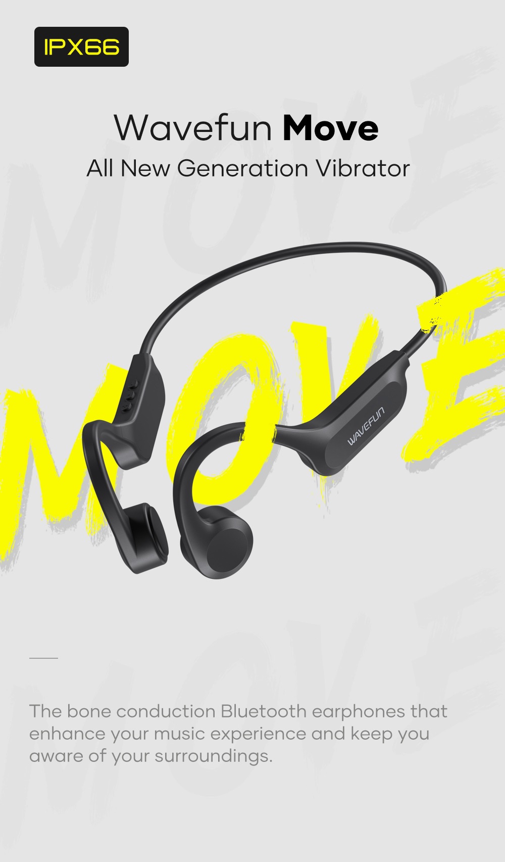 Picture of Wavefun Move Bluetooth Earphone Wireless Bone Conduction Headphones Earbuds