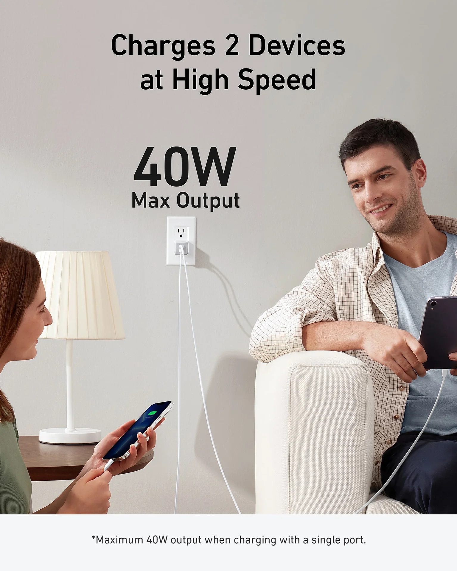 Picture of Anker 521 Charger Nano Pro 40W PIQ 3.0 Dual Port Compact Fast USB C Charger fo...