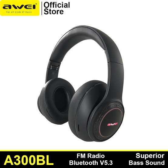 Picture of Awei A300BL Wireless Headset Strong Bass Stereo Foldable LED Breathing Lighting With Built-in