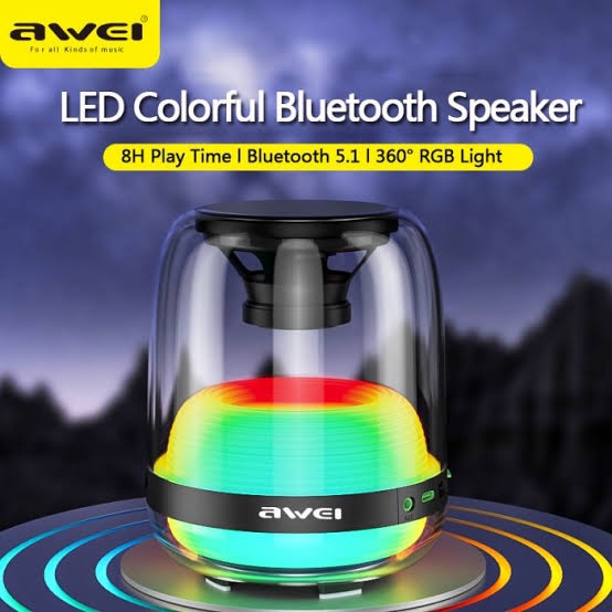 Picture of Awei Y386 Bluetooth Mini Speaker Colorful LED Subwoofer HiFi Sound Box Portable MP3 Music Sound Column For PC Smartphone