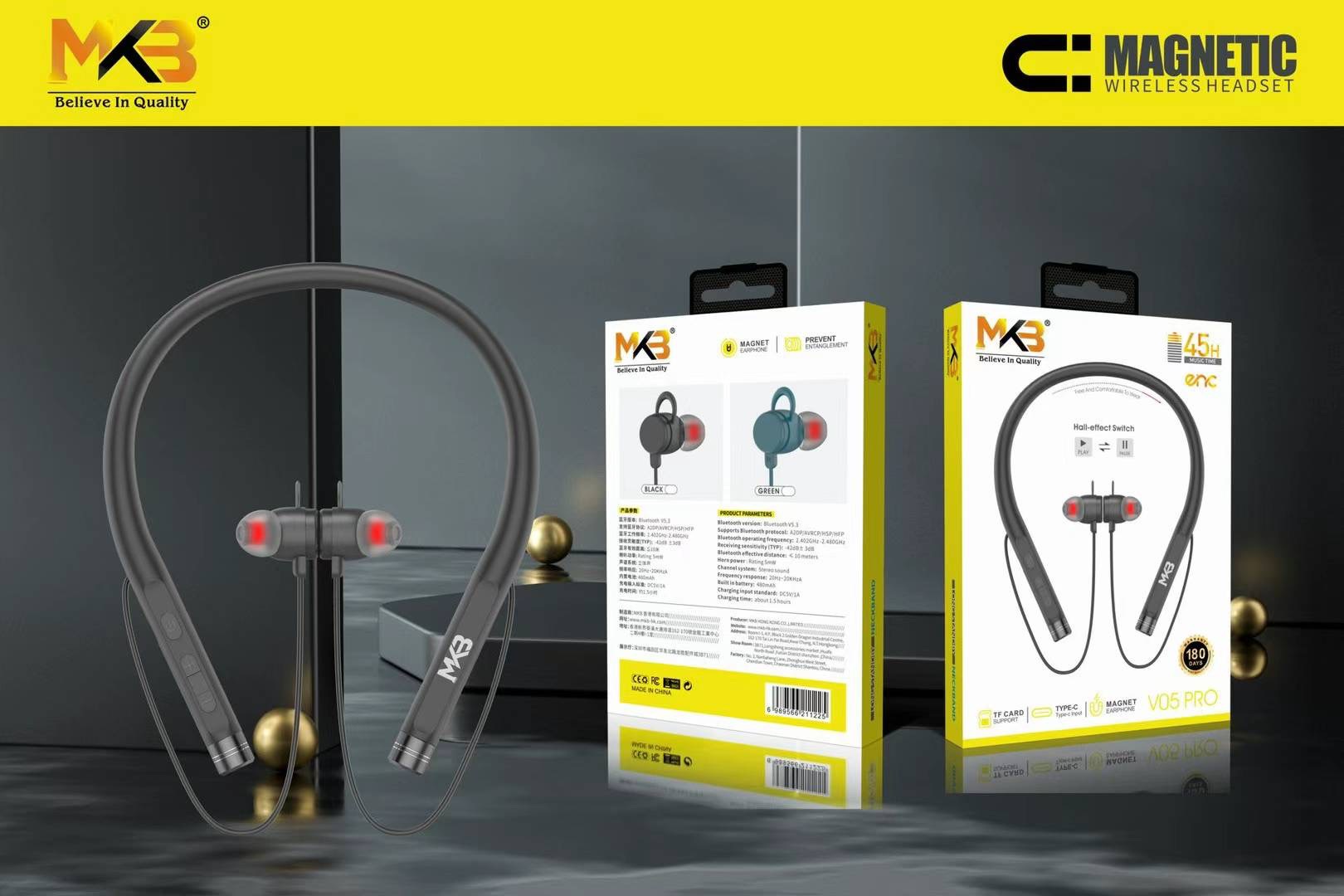 Picture of MKB V05 Pro Magnetic Wireless Headset