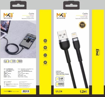 Picture of MKB UL24 Braided 2.4A USB Lightning Data Cable