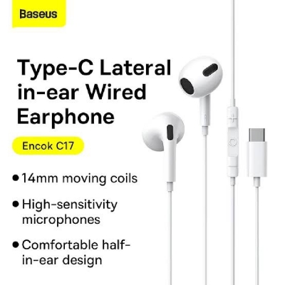 Picture of Baseus Encok Type-C lateral in-ear Wired Earphone C17 - White