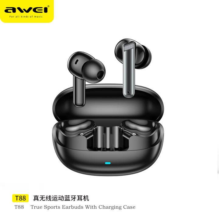 Picture of Awei T88 True Wireless Bluetooth Earphone 10mm Moving Coil Super Bass Spatial Sound Effects Earbuds 30 Hours Of Playback Time Ergonomic Design Gaming Headset
