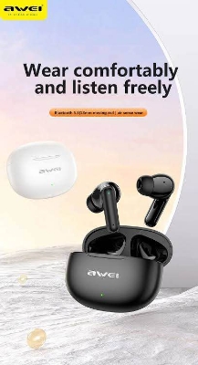 Picture of Awei T71 TWS Sports Wireless Bluetooth Earbuds IPX4 Waterproof with Charging Case Smart Touch Low Latancy Game Earphone