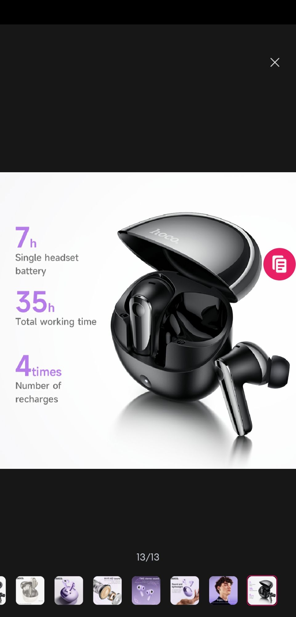 Picture of HOCO EQ11 True Wireless ANC Noise Reduction Bluetooth Headset Built-InMicrophone