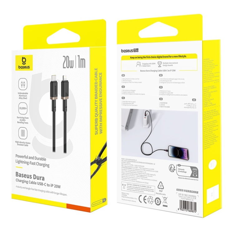 Picture of Baseus Dura Series Type-C to ip 8 Pin 20W Fast Charging Cable 1m (C-B)