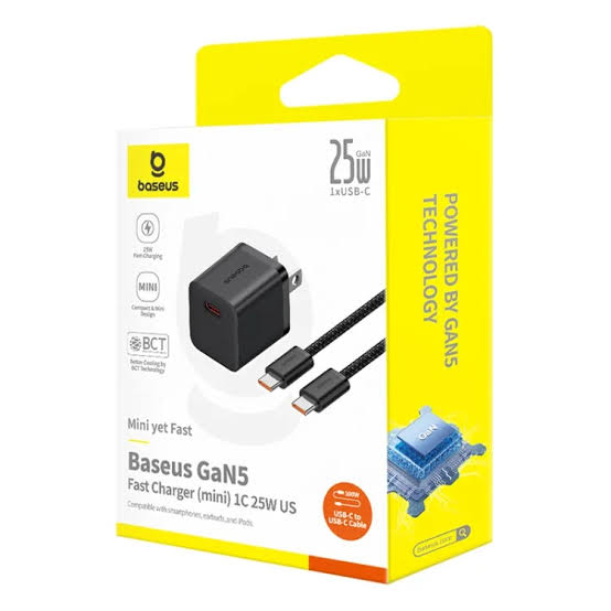 Picture of Baseus 25w GaN5 Fast Charger mini 1C With USB-C to USB-C Cable