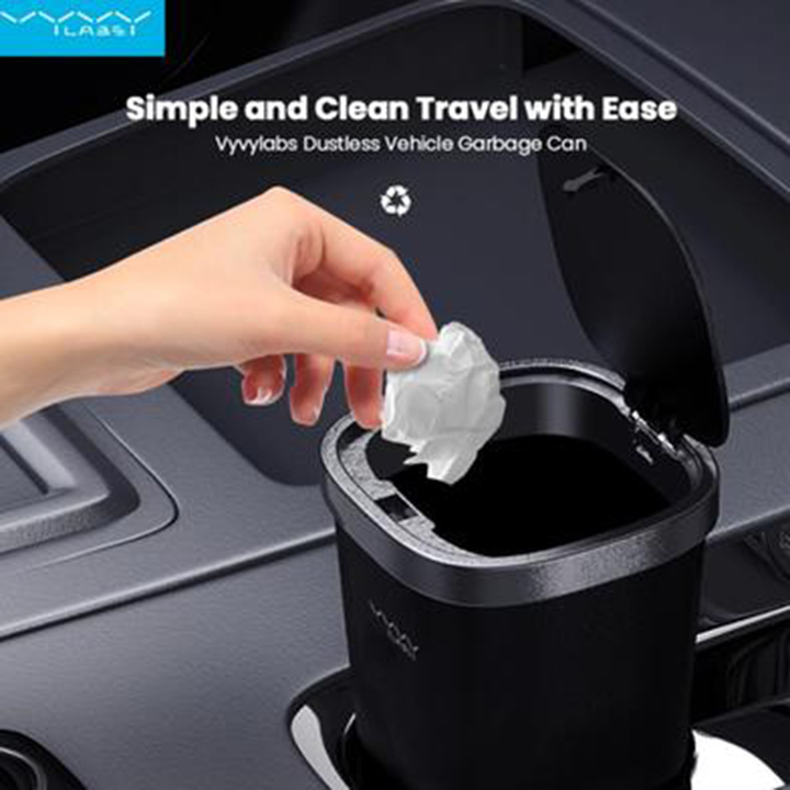 Picture of Vyvylabs Dustless Vehicle Garbage Can Black
