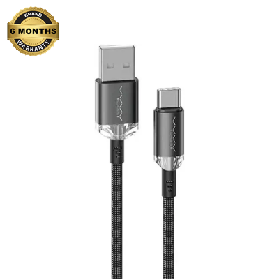 Picture of Vyvylabs Crystal Series Fast Charging Data Cable USB to  Type-C 3A 1M Black